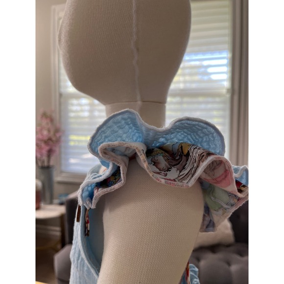 Baby Blue Baby Romper Linen Romper Toddler Bubble Romper with ruffles size 12mo - Picture 6 of 9